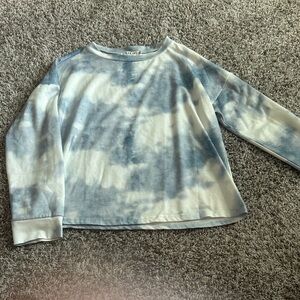 SHEIN Blue and White Tie-Dye Top